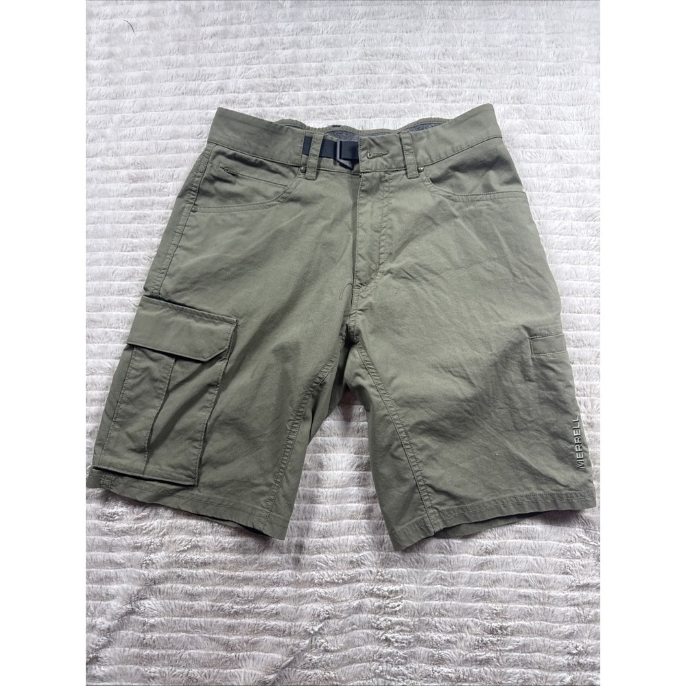 Merrell Wayfinder Men 30 Lightweight Outdoors Cargo Shorts Green Nylon Belted